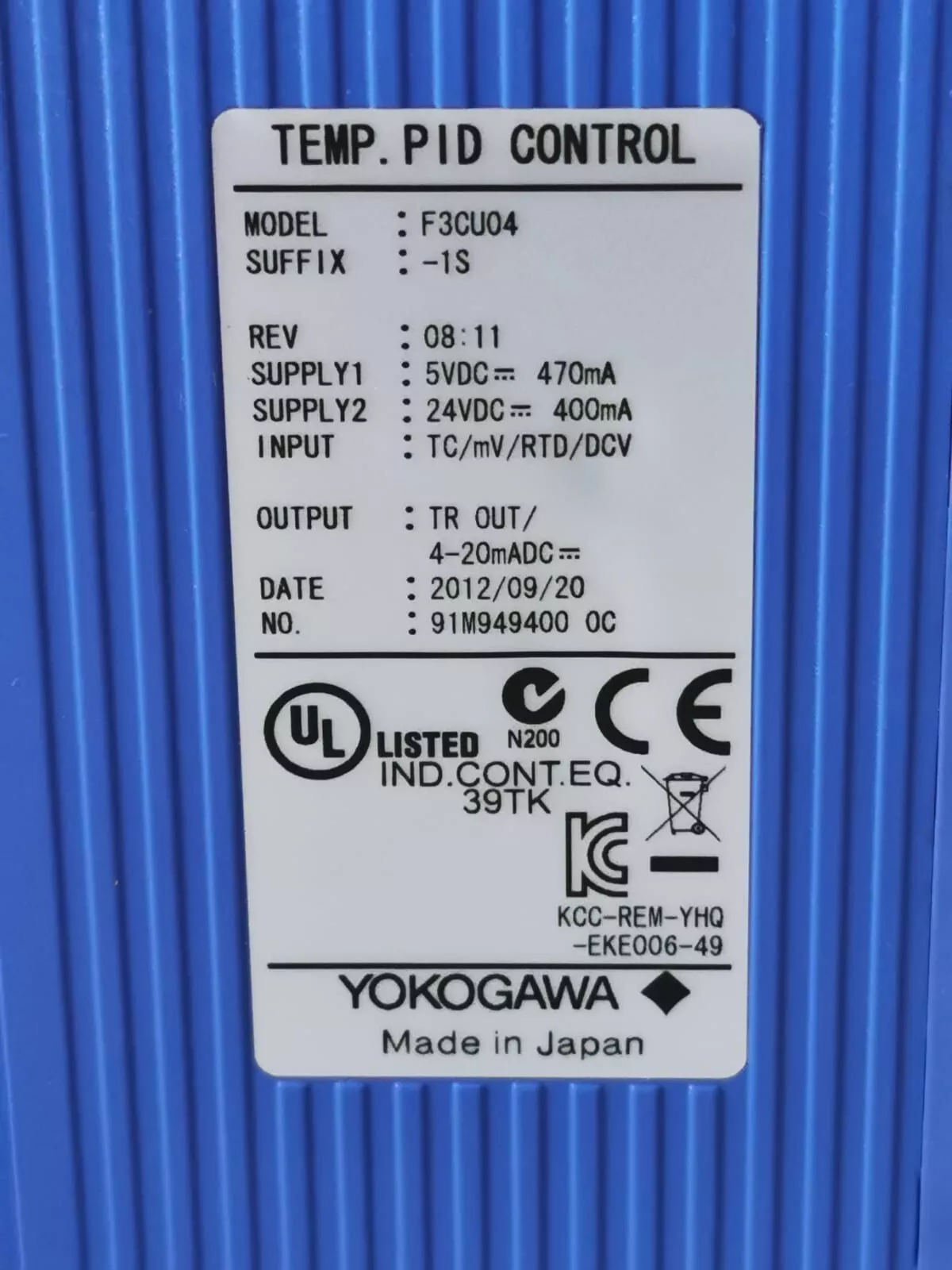 F3CU04 YOKOGAWA F3CU04-1S TEMPERATURE PID CONTROL - Seller Refurbished -  Orbit Surplus