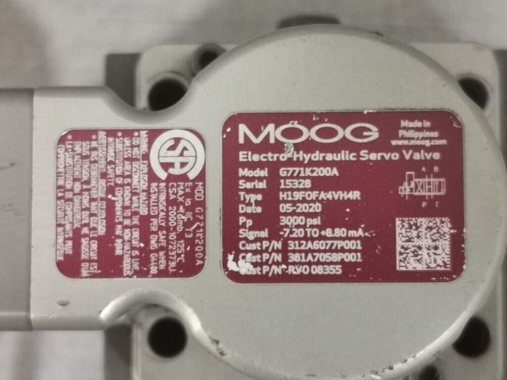 Used MOOG G771K200A ELECTRO HYDRAULIC SERVO VALVE - Orbit Surplus