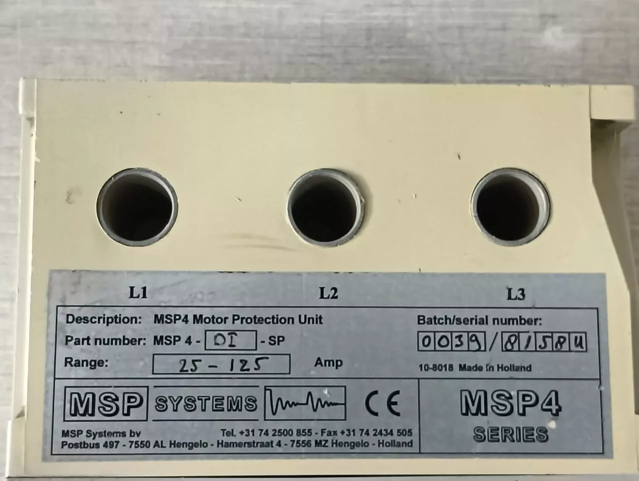 USED MSP SYSTEMS MSP 4 -DI- SP MSP4 MOTOR PROTECTION UNIT - Orbit Surplus